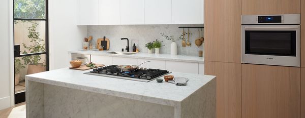 Bosch wall oven and cooktop turned on