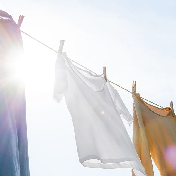 Hang drying clothes outside