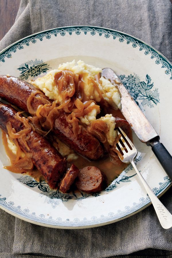 Sausage Mash with Caramelized Onion and gravy