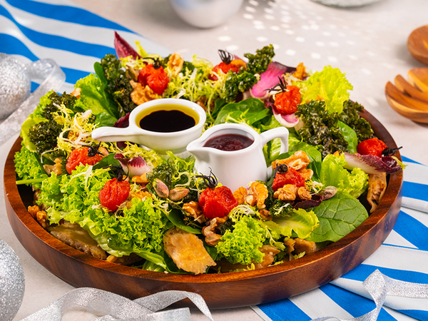 Vegan Protein, Crispy Kale and Confited Tomato Salad