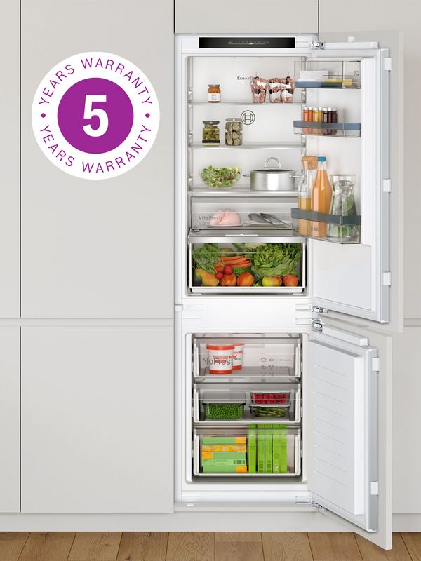 Bosch fridge with 5 year warranty logo