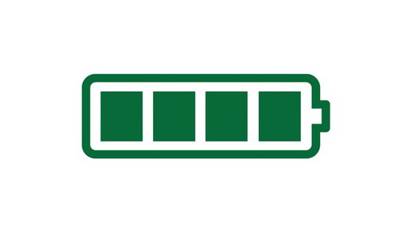 Darstellung einer vollgeladenen Batterie in grün.