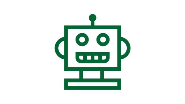 Darstellung eines Roboterkopfs in grün.