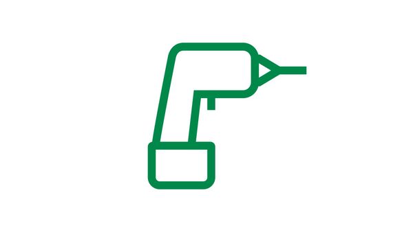 Symbol für einen Akkuschrauber in grün.