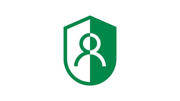 Darstellung eines grünen Schilds mit einer Person.