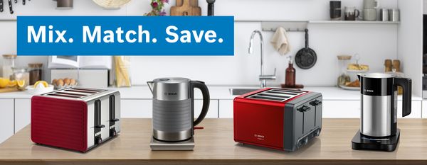 Bosch kettle and toaster in a kitchen