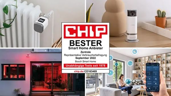 Produktwelt und Abbildung der Auszeichnung: CHIP Bester Smart Home Anbieter.