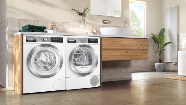 Machine à laver et sèche-linge pompe à chaleur Bosch.