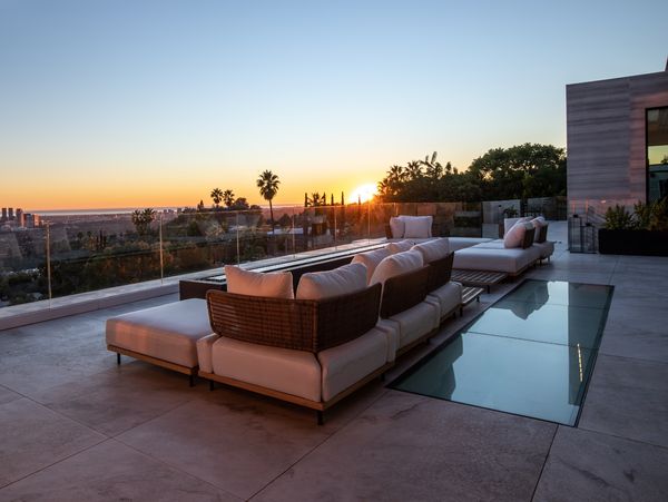 Sunset from terrace in Beverly Hills towards Los Angeles 