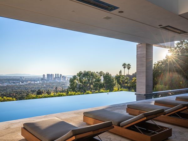 View from terrace in Beverly Hills towards Los Angeles 