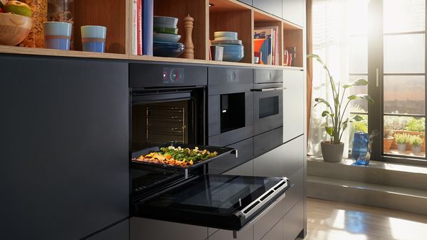 Bosch open oven in kitchen