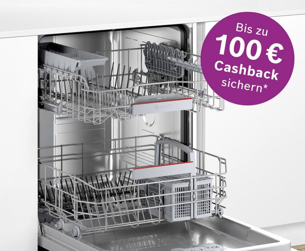 EXCLUSIV Geschirrspüler von Bosch; Aktions-Logo: Bis zu 100 € Cashback sichern