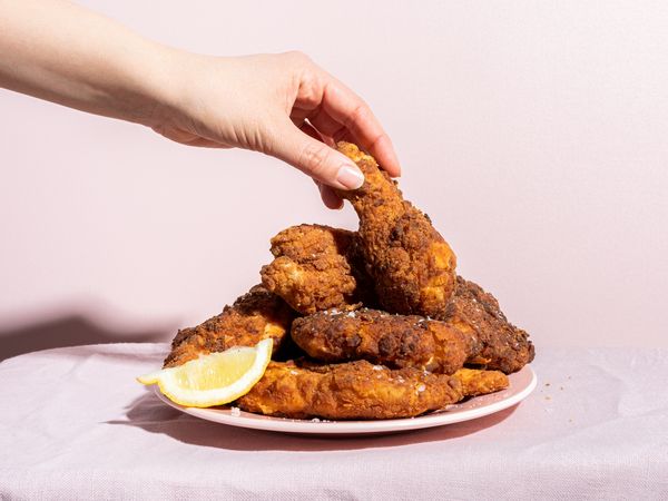Air fried chicken on a plate