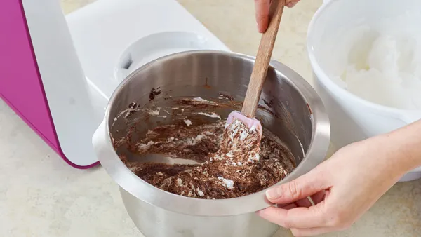 Cake batter prepared with the Bosch OptiMUM kitchen machine.