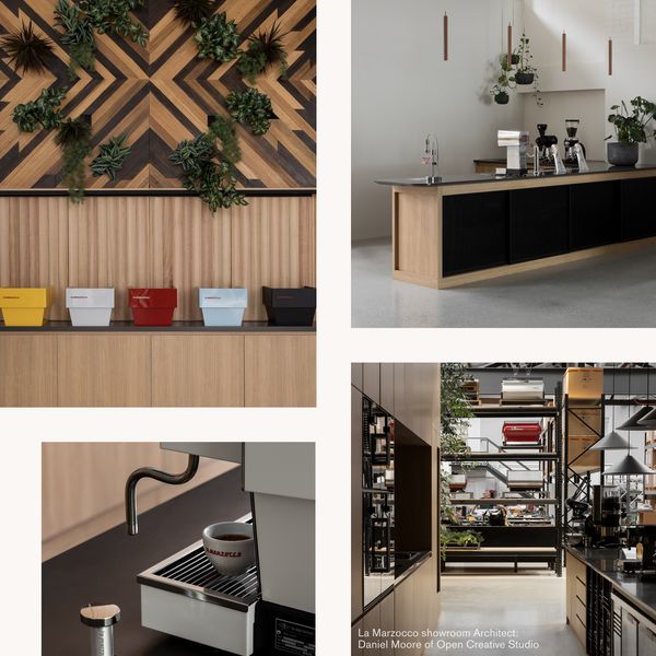 Image collage of the La Marzocco flagship showroom in Sydney, Australia