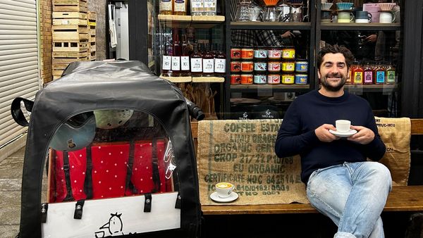 Chef Romu Oudeyer enjoying his favourite coffee shop in Paris