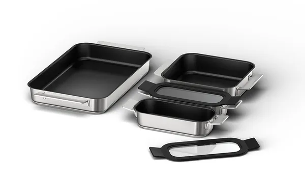 Different roasting pans for stove and oven.