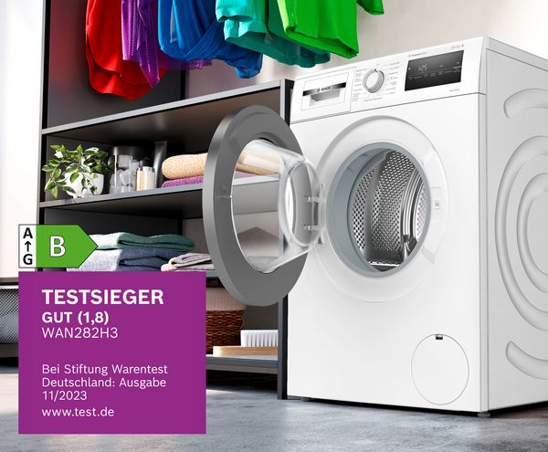 BOSCH Serie 4 Waschmaschine WAN282H3; Label Stiftung Warentest mit Gesamtnote GUT (1,8); Energieeffizienzklasselabel B