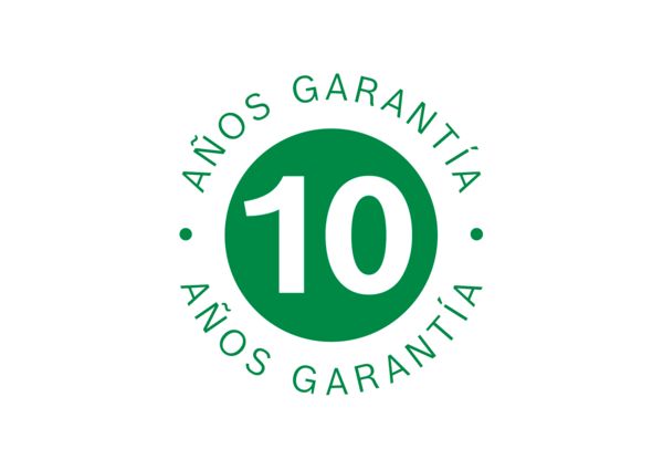 El logotipo de los 10 años de garantía MOTOR en verde.