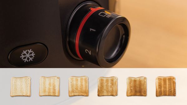MyMoment toaster settings with corresponding levels of toast doneness.