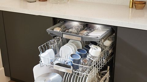 Bosch dishwasher with all racks pulled out
