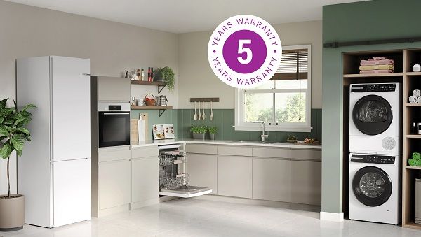 Bosch kitchen with 5 year warranty logo