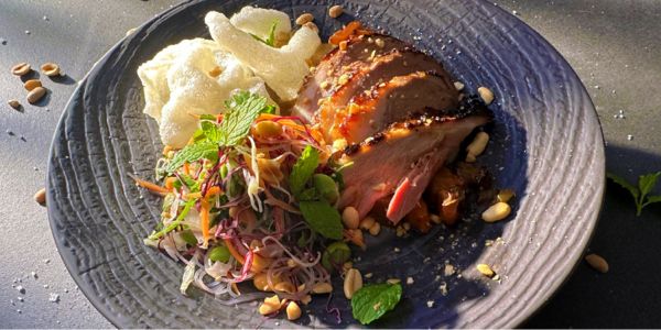 Sachie’s Weekend Roast Lamb with Asian Salad and Crispy Rice Crackers