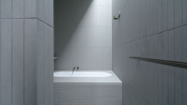 Clean line dominate the design of Casa Piva’s bathroom 