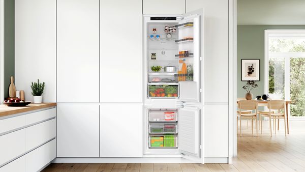 kitchen with open fridge