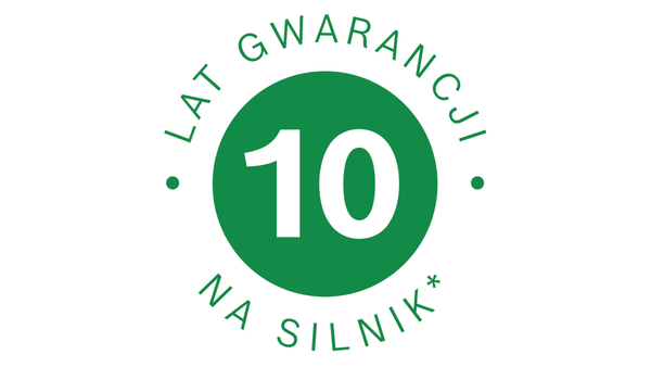 Logo 10-letniej gwarancji na silnik.