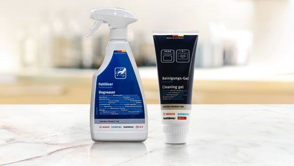 Bosch oven cleaning and care products.