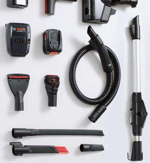 Vacuum cleaner accessories all placed on surface