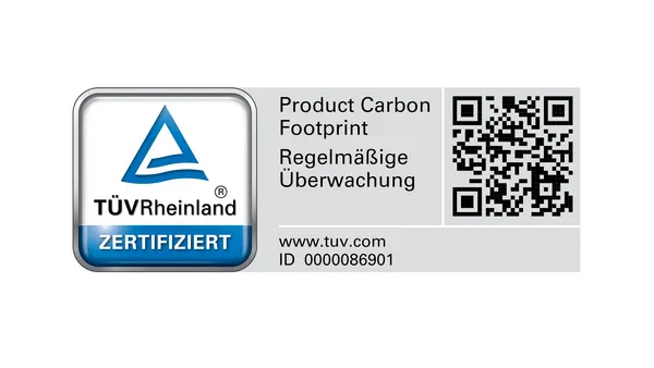 Etiqueta TÜV para el frigorífico XL de Green Collection. 