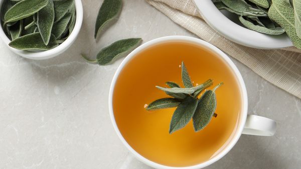 A cup of sage tea, symbolizing a natural method for detoxifying the body and promoting wellness.