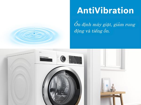 Giặt yên tĩnh hơn với công nghệ AntiVibration