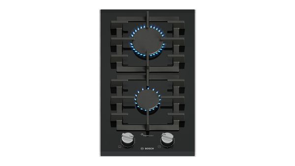 Bosch-ის გაზქურის ზედა ხედი ორი სანთურით. 