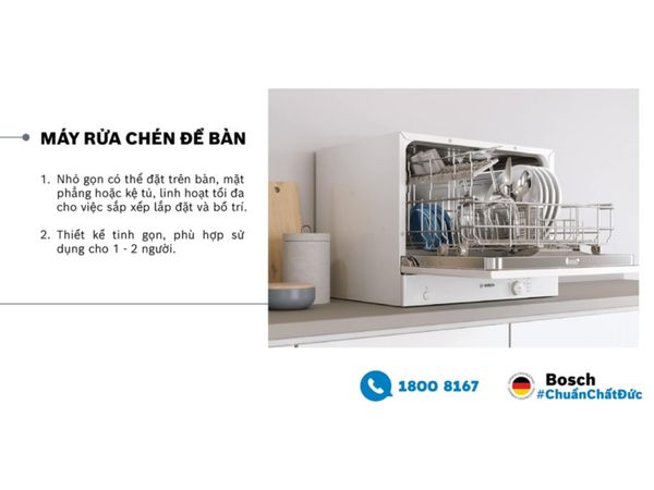 Máy rửa chén để bàn phù hợp với những người độc thân hoặc vợ chồng mới cưới