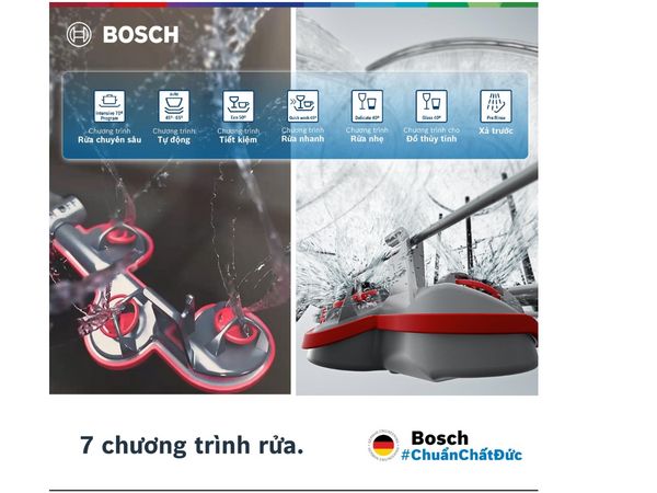 Máy rửa bát Bosch có nhiều chương trình rửa với nhiều chế độ khác nhau