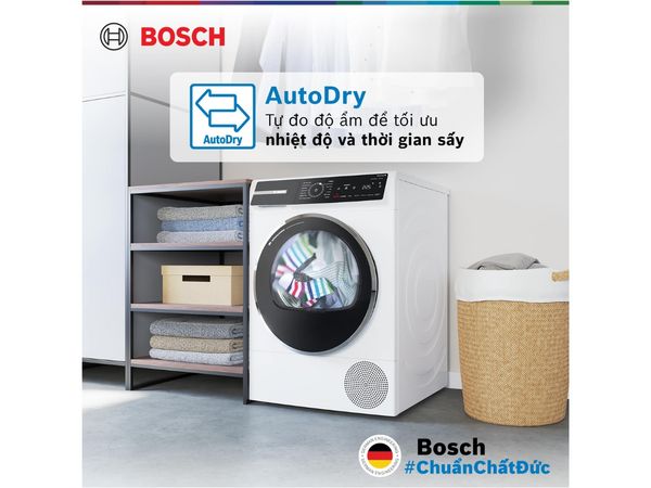 Nhờ các công nghệ này, máy giặt sấy Bosch không chỉ giúp quần áo khô nhanh chóng mà còn giữ cho chúng luôn phẳng phiu, mềm mại và bền lâu.