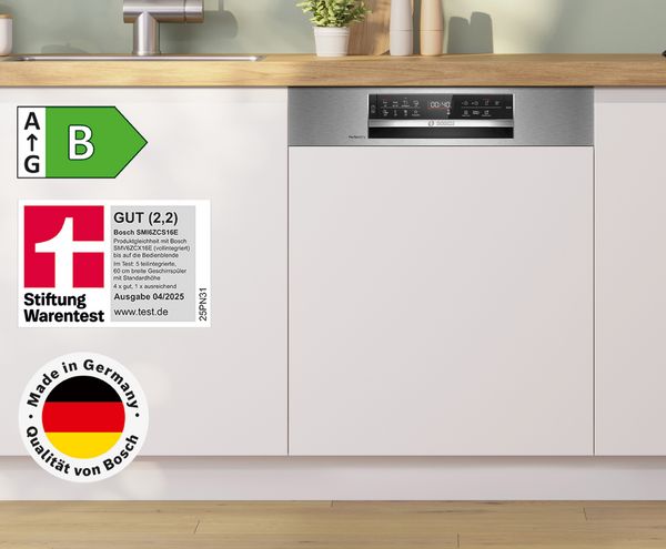 Der XXL-Geschirrspüler SBV6ZCX16E glänzt mit Gesamtnote GUT (2,2).