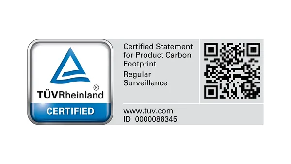 Etiqueta TÜV para el producto de referencia. 