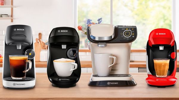Different types of Tassimo machines in a row