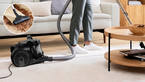 Bosch Bagless Vacuum Cleaner in living room
