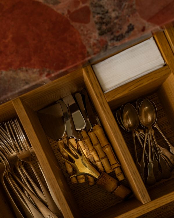 Open kitchen drawer close-up in Atelier Karasinski Archive 