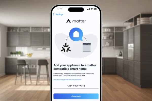 Matter shown on home connect app on phone screen