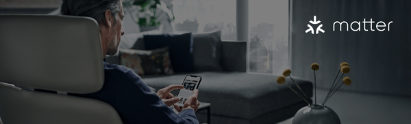 Person on smartphone looking up matter products