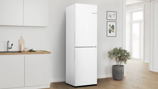 Closed white fridge freezer