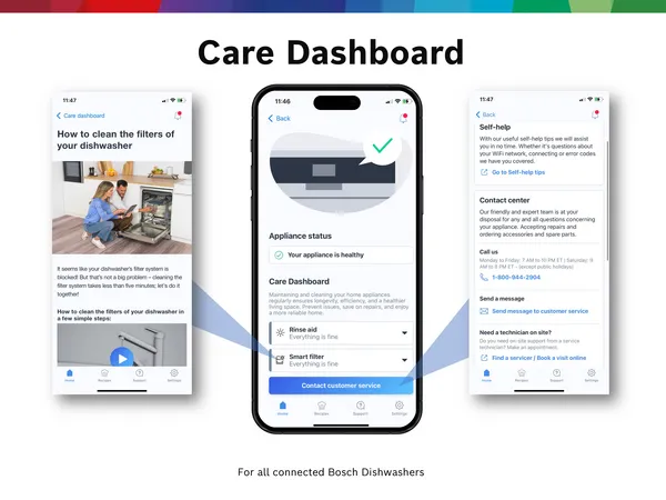 Bosh dishwasher home connect care dashboard
