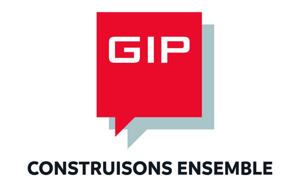Logo GIP sur fond rouge