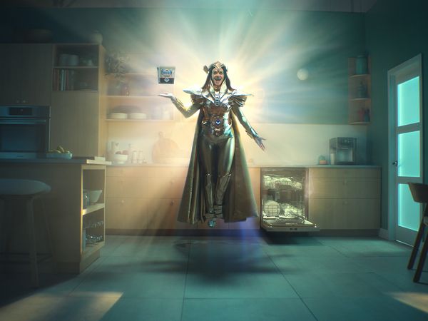 Bosch superhero with dishwasher closed in kitchen